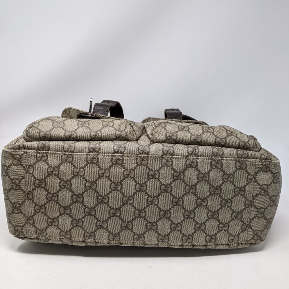GUCCI PVC Beige & Dark Brown Two Pocket Tote Bag - Picture 10 of 16